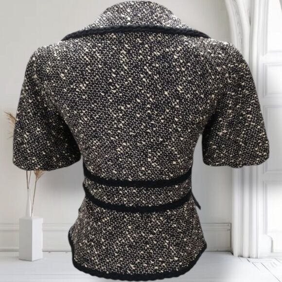 Vintage Nanette Lepore Boucle Tweed Blazer Size XS Acrylic Wool 90s Does 40s - Picture 6 of 10